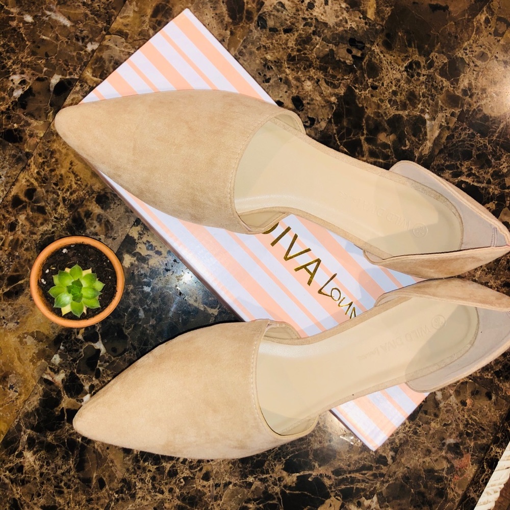 BOUTIQUE. Vera D’Orsay Faux-Suede Flats - Natural
